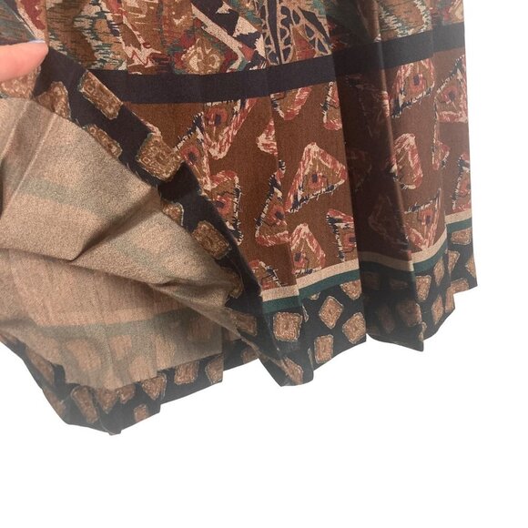 Vintage Toni Garment for CC Magic Pleated Skirt 27in Waist Brown Geometric - Picture 3 of 8